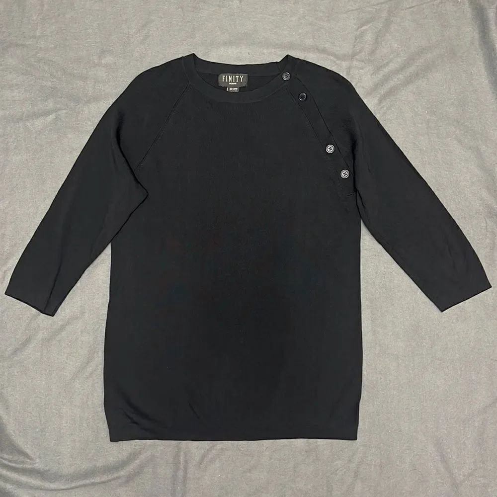 FINITY Woman 3/4 Sleeve Black Dress Shirt with Buttons Size 1X